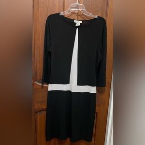 Lew Magram women’s black and white, 3/4 sleeve knee length dress size large